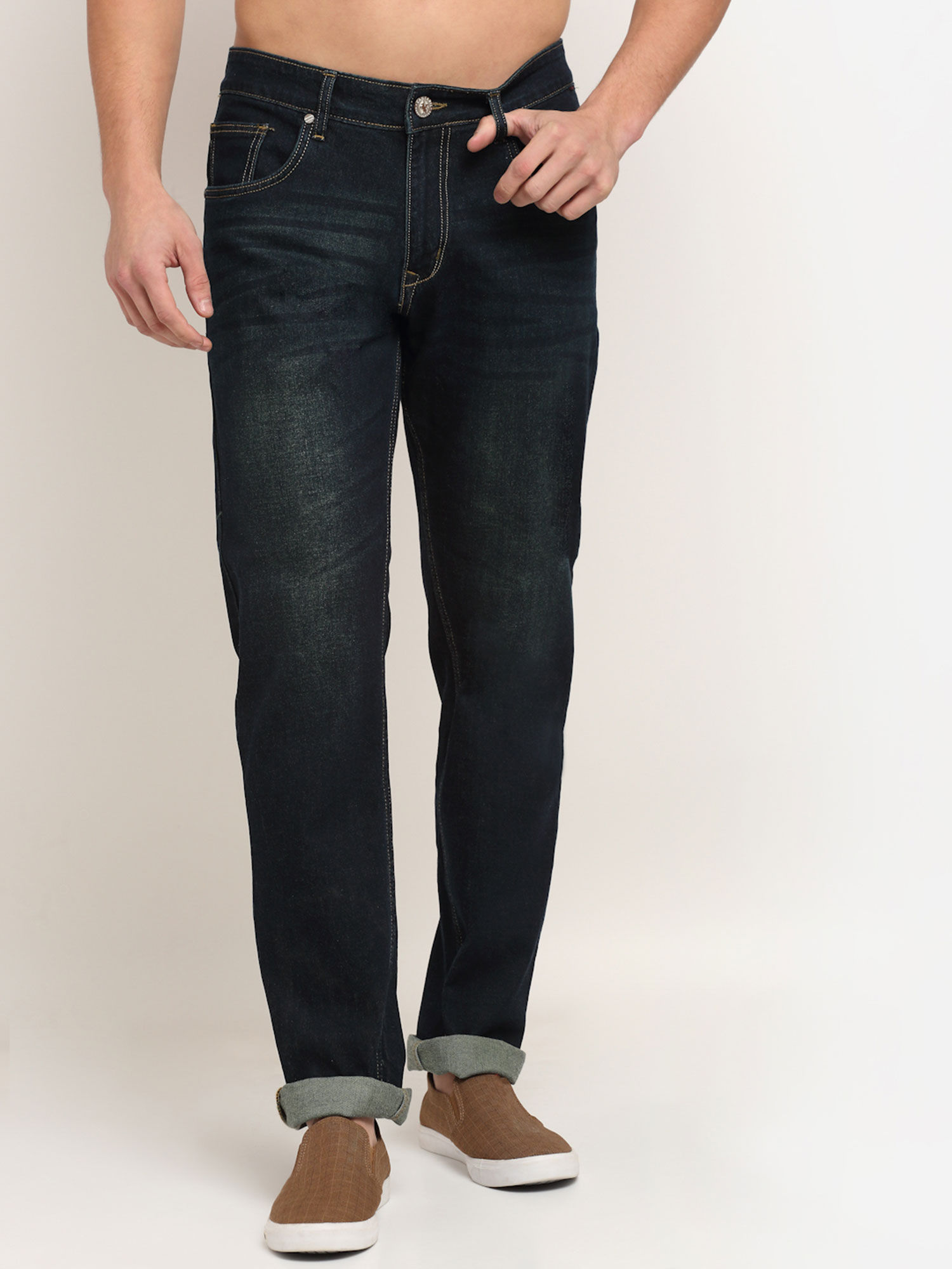 Buy Cantabil Mens Dirty Olive Denim 