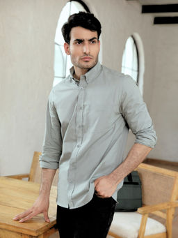 Perch - Men Pastel Pista Green Solid Shirt