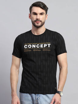 Monte Carlo - Men Black Printed Round Neck Half Sleeve T-Shirt