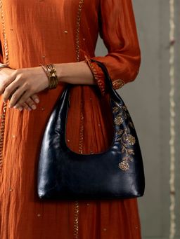 Miri - Gulzar Hand Embroidered Shoulder Bag - Midnight Blue