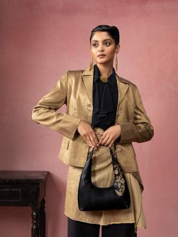 Miri - Gulzar Hand Embroidered Shoulder Bag - Royal Black