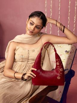 Miri - Gulzar Hand Embroidered Shoulder Bag - Deep Maroon