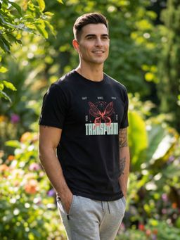 Nobero - Men Black Cotton Blend Half Sleeves T-Shirt