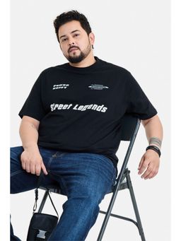 Snitch - Men Black Cotton Half Sleeves T-shirt