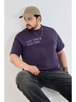 Snitch - Men Purple Cotton Half Sleeves T-shirt