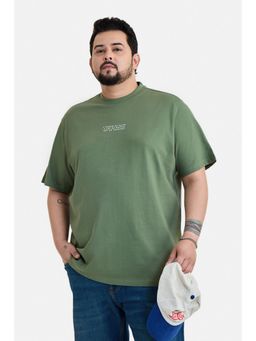 Snitch - Men Olive Cotton Half Sleeves T-shirt