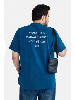 Snitch - Men Navy Blue Cotton Half Sleeves T-shirt