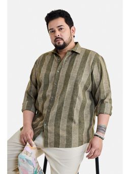 Snitch - Men Green Polyester Blend Full Sleeves Shirt