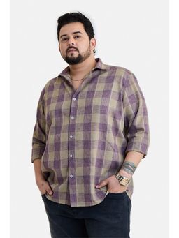 Snitch - Men Purple Polyester Blend Full Sleeves Shirt