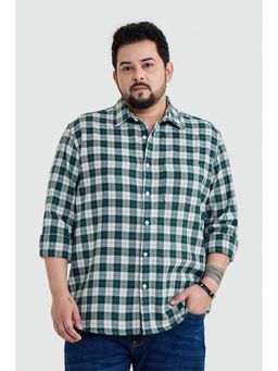 Snitch - Men Green Polyester Blend Full Sleeves Shirt