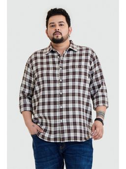 Snitch - Men Brown Polyester Blend Full Sleeves Shirt