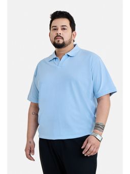 Snitch - Men Blue Cotton Half Sleeves Polo T-shirt