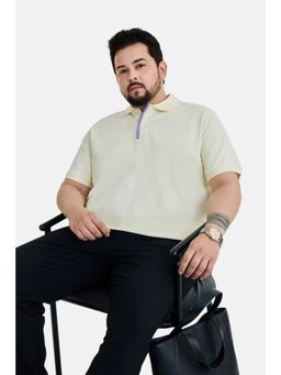 Snitch - Men Yellow Cotton Blend Half Sleeves Polo T-shirt