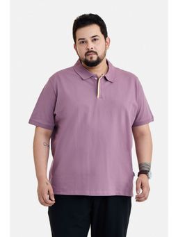 Snitch - Men Mauve Cotton Blend Half Sleeves Polo T-shirt
