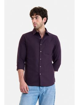 Snitch - Men Burgundy Cotton Blend Full Sleeves Shirt