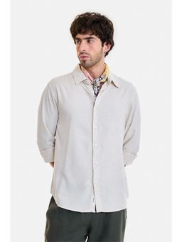 Snitch - Men Off White Viscose Blend Full Sleeves Shirt