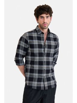 Snitch - Men Black Cotton Full Sleeves Shirt
