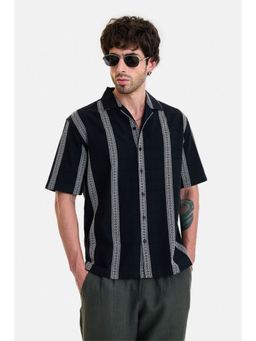 Snitch - Men Black Cotton Half Sleeves Shirt