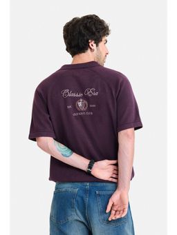 Snitch - Men Wine Pure Cotton Half Sleeves Polo T-shirt