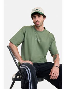 Snitch - Men Green Cotton Half Sleeves T-shirt