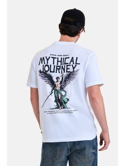 Snitch - Men White Cotton Half Sleeves T-shirt