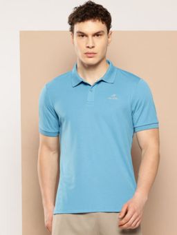 Alcis - Men Blue Polyester Half Sleeves Polo T-Shirt