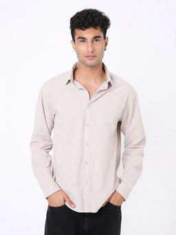 BLNK - Men Beige Cotton Full Sleeves Shirt