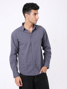 BLNK - Men Charcoal Cotton Full Sleeves Shirt