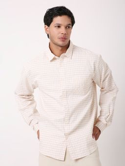 BLNK - Men Beige Blended Full Sleeves Shirt