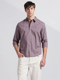 Calvin Klein - Men Purple Cotton Full Sleeves Shirt