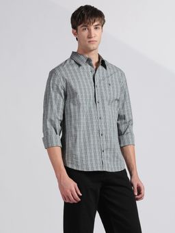 Calvin Klein - Men Grey Cotton Full Sleeves Shirt