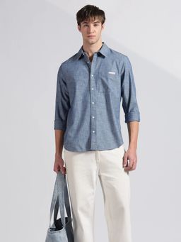 Calvin Klein - Men Blue Cotton Full Sleeves Shirt