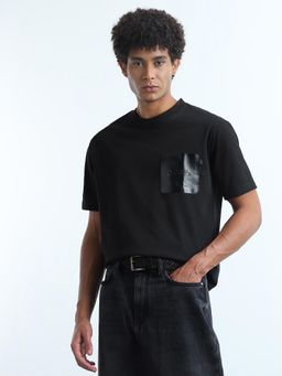 Flying Machine - Men Black Cotton Half Sleeves T-shirt