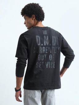 Flying Machine - Men Black Cotton Half Sleeves T-shirt