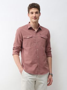 U.S. Polo Assn. Denim Co. - Men Pink Cotton Full Sleeves Shirt