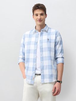 U.S. Polo Assn. Denim Co. - Men Blue Cotton Full Sleeves Shirt