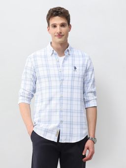 U.S. Polo Assn. Denim Co. - Men Blue Cotton Full Sleeves Shirt