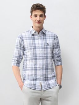 U.S. Polo Assn. Denim Co. - Men Blue Cotton Full Sleeves Shirt