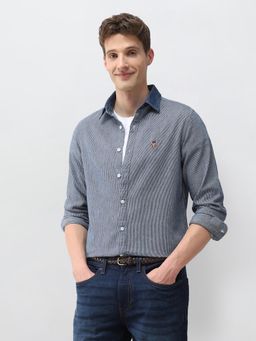 U.S. Polo Assn. Denim Co. - Men Blue Cotton Full Sleeves Shirt