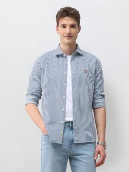 U.S. Polo Assn. Denim Co. - Men Blue Cotton Full Sleeves Shirt