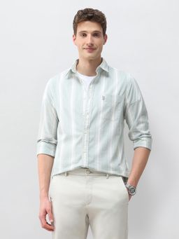 U.S. Polo Assn. Denim Co. - Men Green Cotton Full Sleeves Shirt