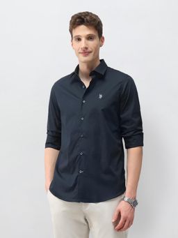 U.S. Polo Assn. Denim Co. - Men Blue Cotton Full Sleeves Shirt