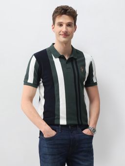 U.S. Polo Assn. Denim Co. - Men Green Cotton Half Sleeves Polo T-shirt