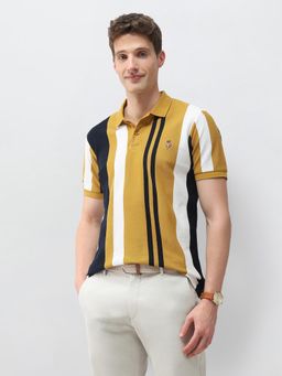 U.S. Polo Assn. Denim Co. - Men Yellow Cotton Half Sleeves Polo T-shirt
