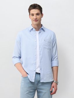 U.S. POLO ASSN. - Men Blue Cotton Full Sleeves Shirt