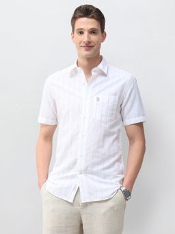 U.S. POLO ASSN. - Men Blue Cotton Half Sleeves Shirt