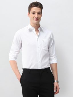 U.S. POLO ASSN. - Men White Cotton Full Sleeves Shirt