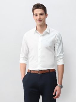 U.S. POLO ASSN. - Men White Polyester Full Sleeves Shirt