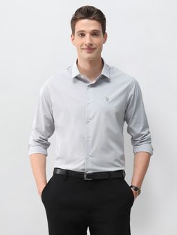 U.S. POLO ASSN. - Men Grey Polyester Full Sleeves Shirt