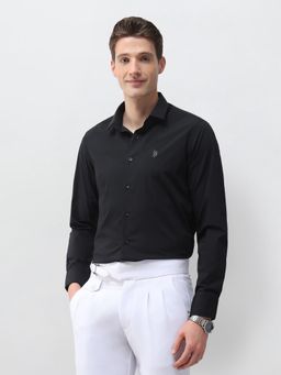 U.S. POLO ASSN. - Men Blue Polyester Full Sleeves Shirt